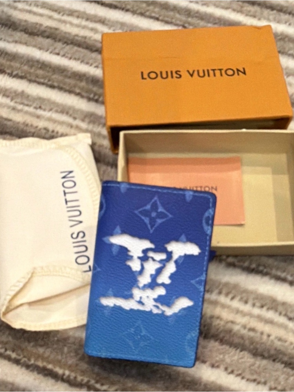 Louis Vuitton Blue & White Monogram Card/Passport Holder